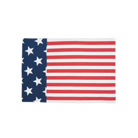 Patriotic Stars & Stripes American Flag Cotton Tabletop Placemats Set of 6, 13" x 19" {1}