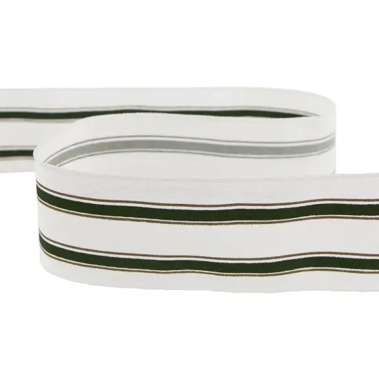 Northlight White and Green Striped Wired Craft Ribbon 2.5" x 10 Yards {6}