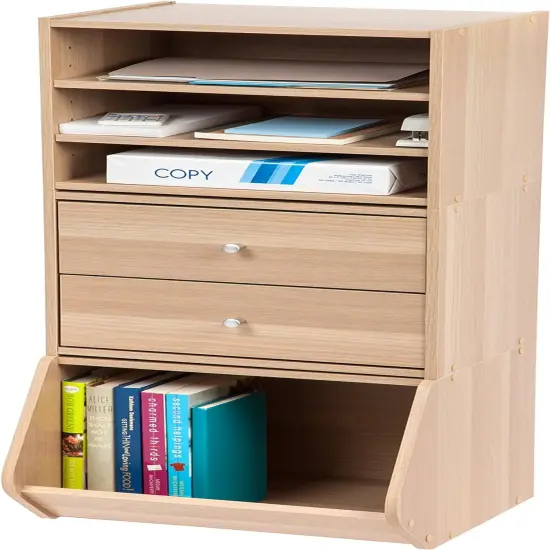 IRIS USA TACHI Modular Wood Stacking Storage Box with Shelf {5}