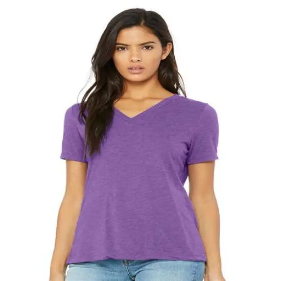 BELLA + CANVAS&reg; Women's Relaxed Triblend Short Sleeve V-Neck Tee Oatmeal Triblend {4}
