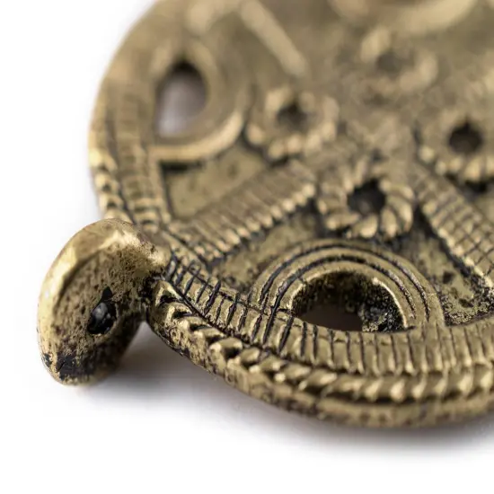 The Bead Chest Brass Circular Cross Tribal Baule Connector Pendant (39x50mm): African Tribal Metal Pendant for DIY Jewelry and Necklace {4}