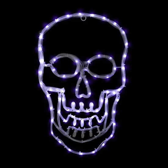 Northlight LED Lighted 4 Function Skull Halloween Window Decoration - 18" White {1}