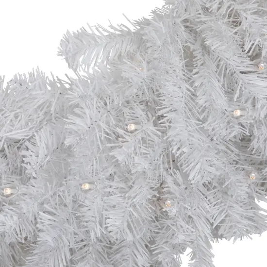 Northlight Pre-Lit LED White Canadian Pine Artificial Christmas Wreath, 30-Inch, Clear Lights {5}