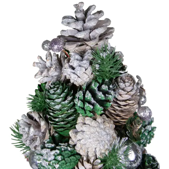 Northlight Pinecone and Ornaments Glitter Cone Christmas Tree - 18" Green {3}