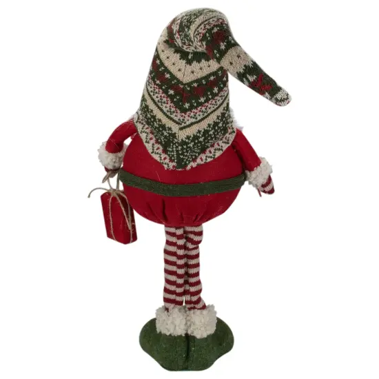 Northlight Fair Isle Standing Gnome Girl Christmas Figure - 28" - Red and Green {6}