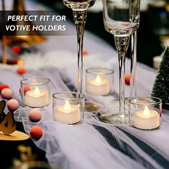 24-Pack LED Candles, Tea Lights Candles Battery Operated Bulk,Long-Lasting 150 Hours Flameless Tealight Candles, Realistic Tea Lights for Halloween Christmas Wedding Table Decor, 1.5'' D X 1.25'' H {3}