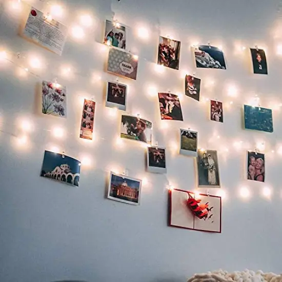 17Ft - 50 LED Photo ClipFairy String Lights with 50 Clear Clips for Hanging Pictures, Photo String Lights with Clips - Perfect Dorm Bedroom Wall Decor Wedding Decorations {6}