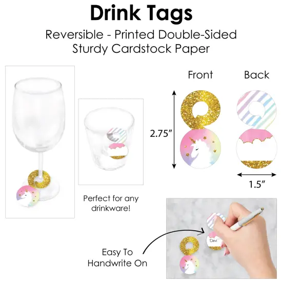 Big Dot of Happiness Rainbow Unicorn - Magical Unicorn Baby Shower or Birthday Party Paper Charger & Table Decorations Chargerific Kit for 8 {7}