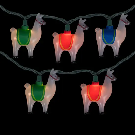 Northlight Llama Patio Light Set - White - 6' White Wire - 10ct Clear {4}