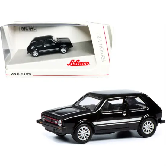 Volkswagen Golf I Gti Black With Silver Stripes 1/87 (Ho) Diecast Model Car By Schuco {1}