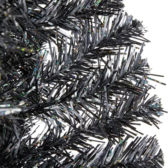 Northlight 6' Charcoal Brown Iridescent Slim Artificial Tinsel Halloween Tree, Unlit {6}