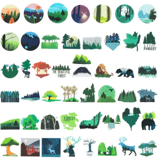 Wrapables Waterproof Vinyl Stickers for Water Bottles, Laptop, Phones, Skateboards, Decals for Teens, 100pcs Forest and Desert {2}