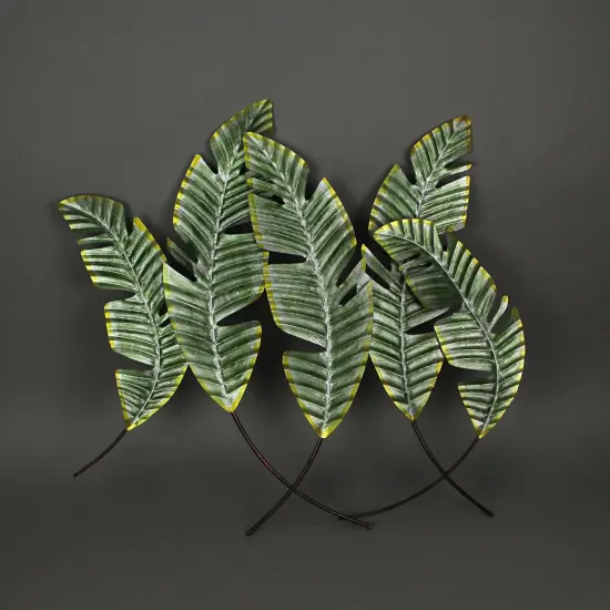 27 Inch Metal Tropical Leaf Wall Hanging Sculpture Coastal Plant Art Home Decor {5}