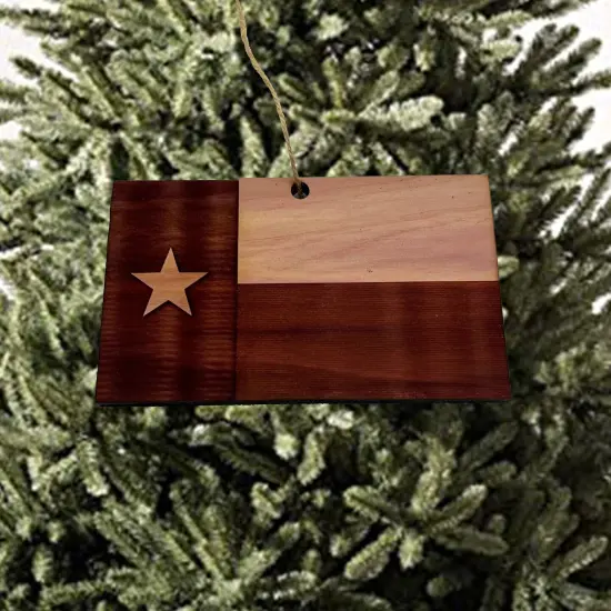 Texas Flag Lone Star - Cedar Ornament {1}