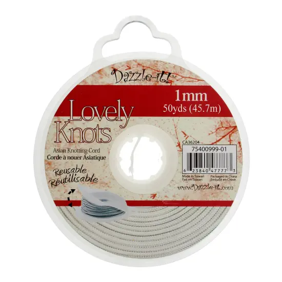 John Bead Lovely Knots 1mm Asian Knotting Cord with Bobbin, 50yds White {4}