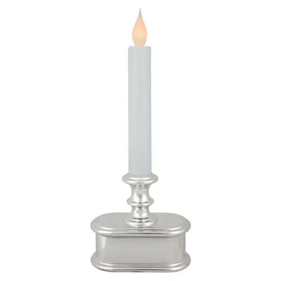 Northlight LED Lighted Window Candle with Base - 9.25" - White and Silver {3}