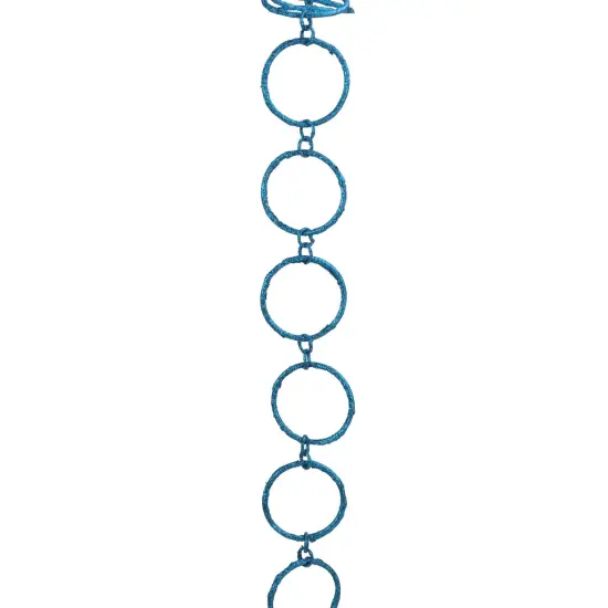 Allstate 5' x 1.75" Turquoise Peacock Blue Round Chain Christmas Garland - Unlit {1}