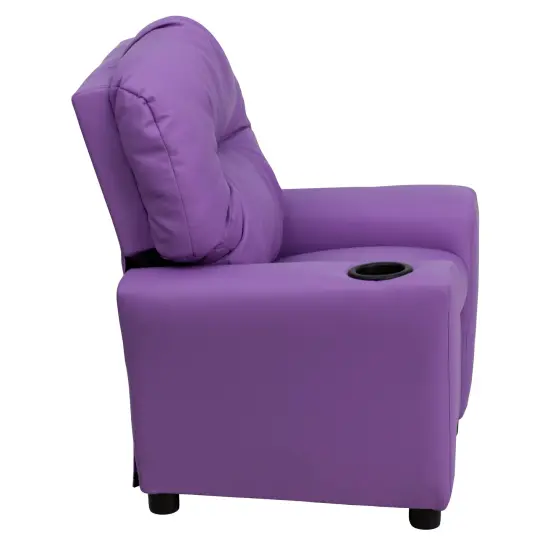 Emma and Oliver Contemporary Kids Recliner with Cup Holder Lavender Vinyl {4}
