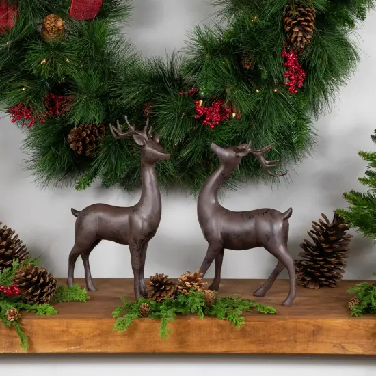 Northlight Standing Deer Christmas Decorations - 14" - Brown - Set of 2 {3}