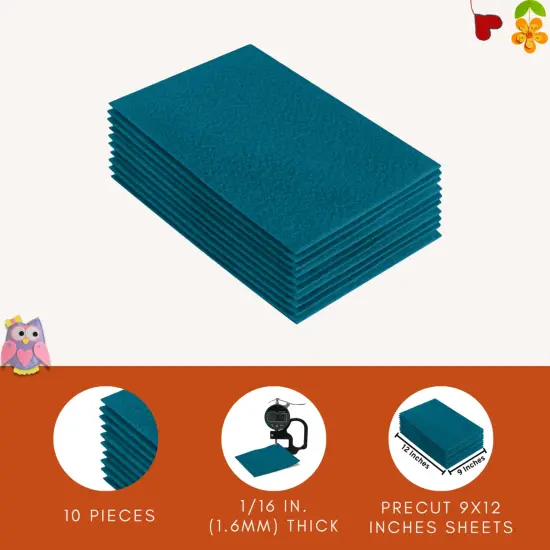 FabricLA Acrylic Felt Sheets for Crafts - Precut 9" X 12" Inches (20 cm X 30 cm) Felt Squares - Use Felt Fabric Craft Sheets for DIY, Costume, and Decoration | Turquoise - 10 Pieces {3}
