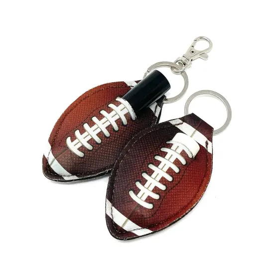 Wrapables 10 Pack Chapstick Holder Keychain with 10 Pieces Metal Clasps Football {2}