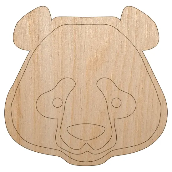 Panda Face Icon Unfinished Wood Shape Piece Cutout for DIY Craft Projects {7}