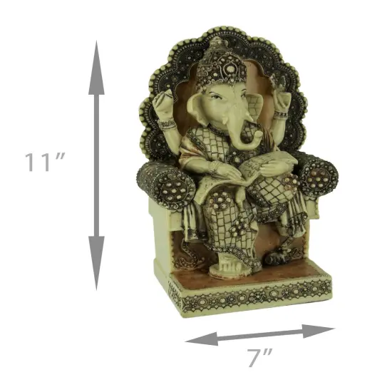 Lord Ganesha Sitting On Throne Reading Secret Scripture Statue {5}