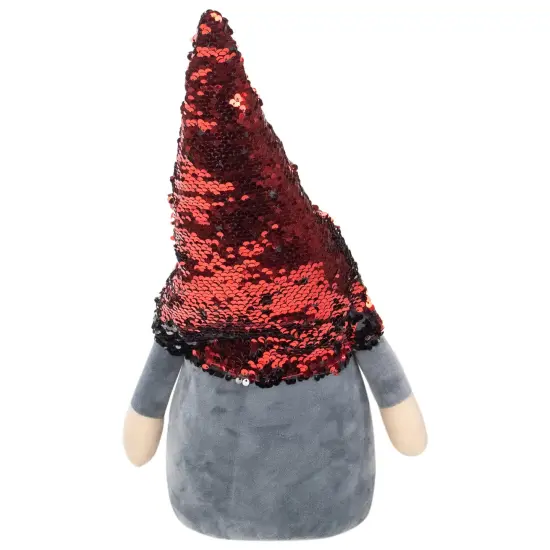 Northlight Gnome with Flip Sequin Hat Christmas Figure - 18" - Red and Gray {7}