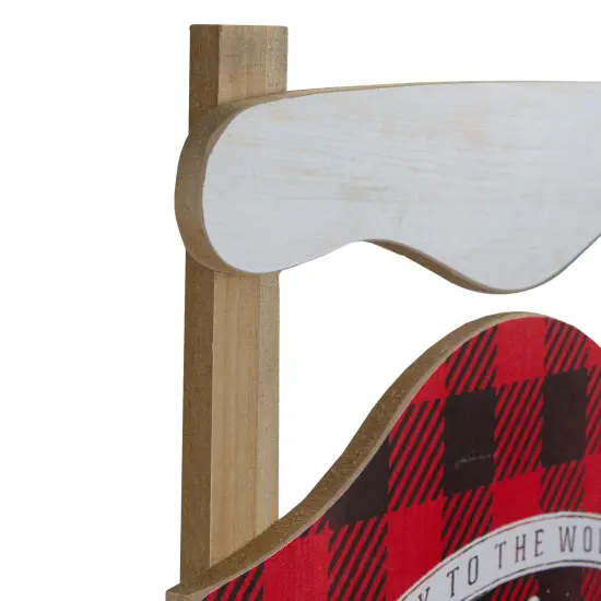 Northlight 24&rdquo; Red and Black Buffalo Plaid Merry Christmas Sled Wooden Hanging Wall Sign {5}