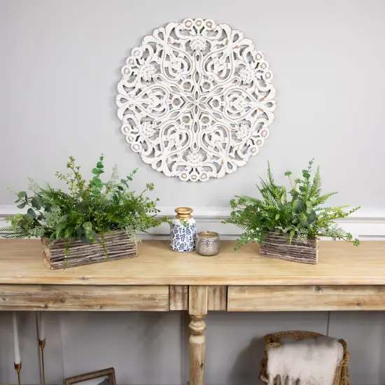 Northlight Wooden Log and Twig Flower Box Planters - 11.75" - Set of 2 Beige {3}