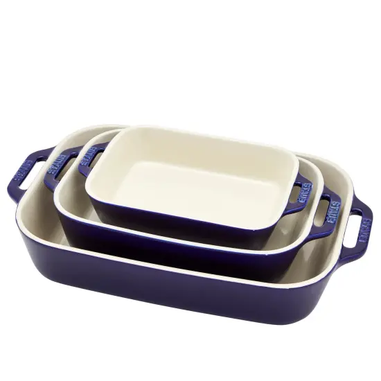 STAUB Ceramic 3-pc Rectangular Baking Dish Set {2}