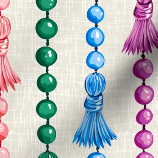 Various Fabrics by the Yard or Fat Quarter Mardi Gras Colorful Stripes Beads Painted Custom Printed Fabric by Spoonflower {7}