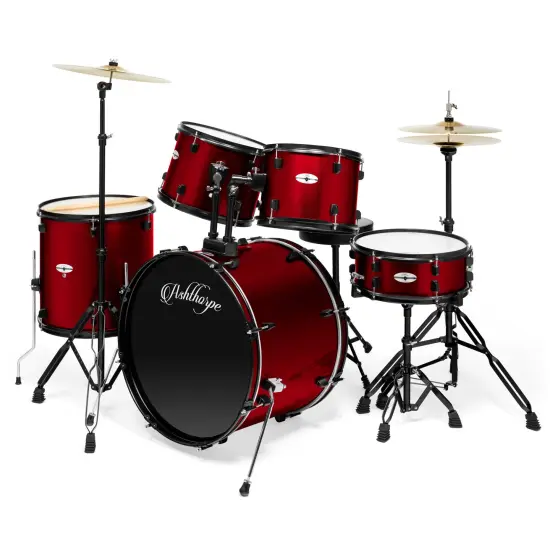Ashthorpe 5-Piece Complete Full Size Adult Drum Set with Remo Batter Heads {1}