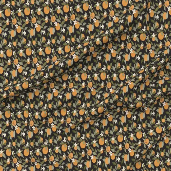 Various Fabrics by the Yard or Fat Quarter Oranges Citrus Fruit Botanical Leaves Dark Background Custom Printed Fabric by Spoonflower {6}