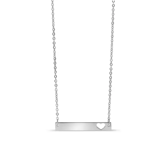 Cutout Heart Bar Polished Stainless Steel Necklace Black {7}
