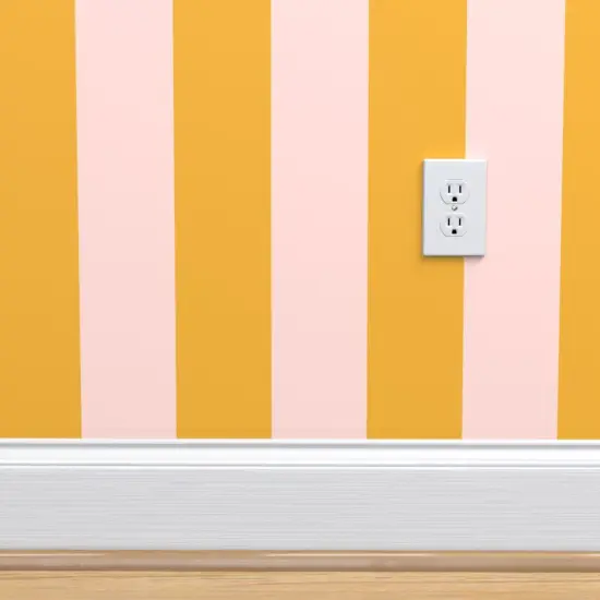Pre-Pasted Wallpaper 2FT Wide Pink Bold Stripe Yellow Coastal Beach Citrus Lemon Candy Large Scale Custom Pre-pasted Wallpaper by Spoonflower {4}