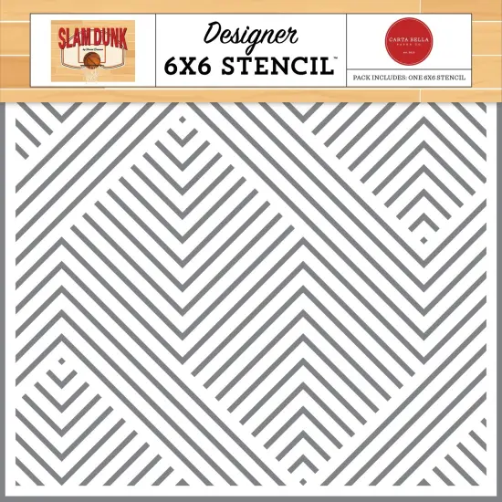 Carta Bella Stencil 6"X6"-Defensive Diagonals, Slam Dunk {1}