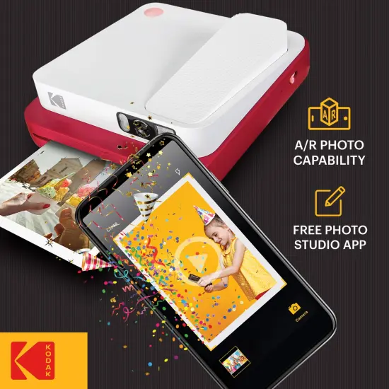 Kodak Smile Classic Digital Instant Camera for 3.5 x 4.25 Zink Photo Paper, Bluetooth & 16MP Pictures Red {2}
