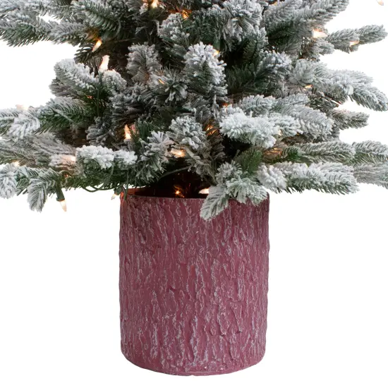 Northlight Real Touch&trade;️ Pre-Lit Medium Saratoga Spruce Flocked Artificial Potted Christmas Tree 4' - Clear Lights Green {6}