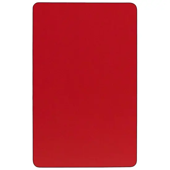 Emma and Oliver 24x48 Rectangle HP Laminate Adjustable Preschool Activity Table Red {2}