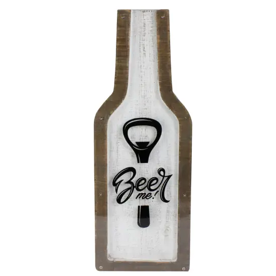 Northlight 16” Brown and Black Beer Me Bottle Cap Collector Wooden Hanging Sign {1}