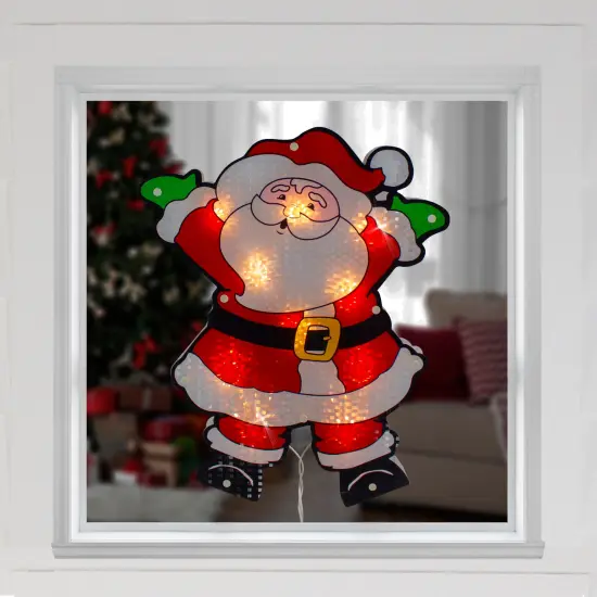 Northlight 16.25" Lighted Holographic Santa Claus Christmas Window Silhouette Red {3}