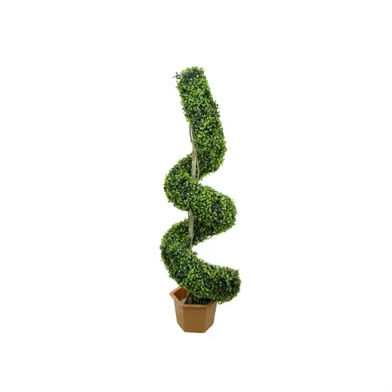 Northlight 56" Potted Two-Tone Green Artificial Boxwood Spiral Topiary Tree - Unlit {1}