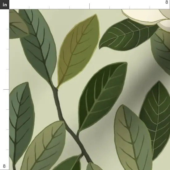 Various Fabrics by the Yard or Fat Quarter Magnolia Blooms Green White Flowers Botanical Floral Custom Printed Fabric by Spoonflower {4}