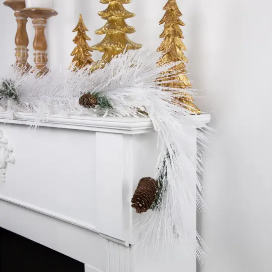 Northlight 6' x 10" White Flocked Artificial Christmas Garland with Pine Cones, Unlit {3}