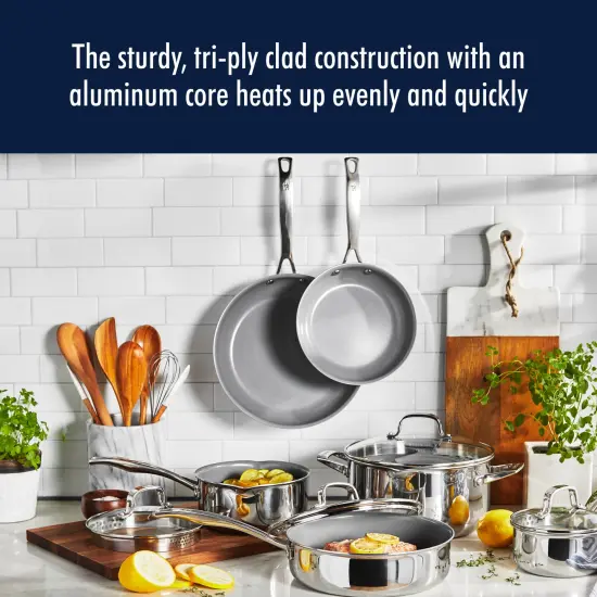 Henckels Clad H3 10-pc Stainless Steel Ceramic Nonstick Cookware Set {4}