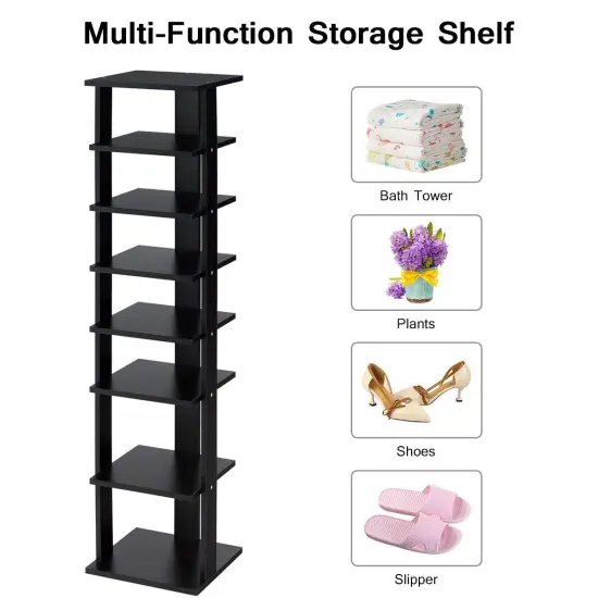 7-Tier Shoe Rack Practical Free Standing Shelves Storage Shelves Black {3}