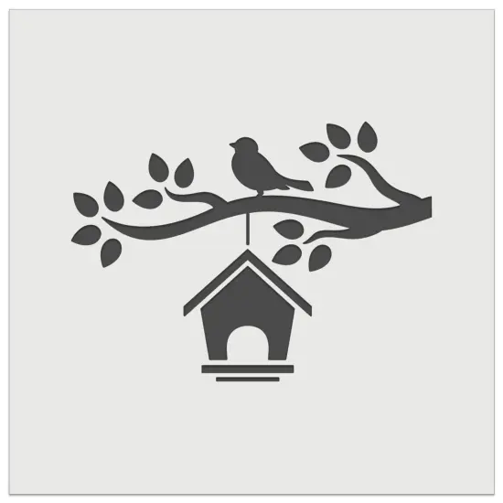 Bird House on Tree Branch Wall Cookie DIY Craft Reusable Stencil {2}