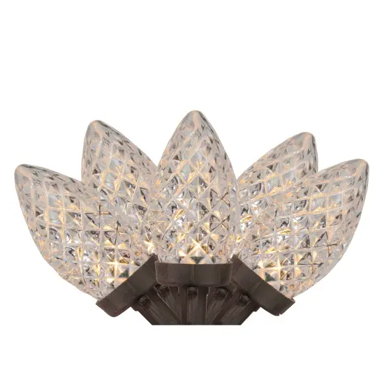 Northlight LED Faceted C9 Christmas Light - Warm White - 66' Brown Wire - 100ct Clear {1}