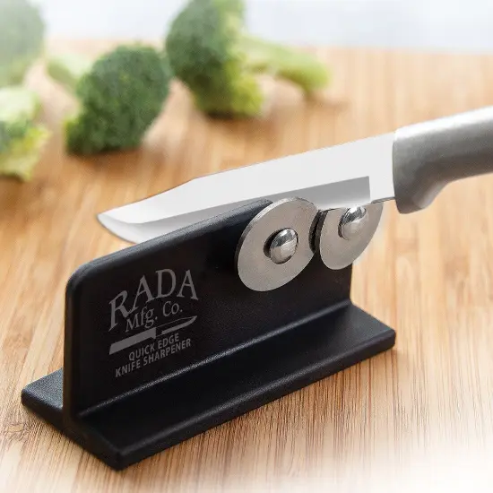 Rada Kitchen Knife Sharpener, Easily Sharpen Both Sides at Once with Hardened, High-Carbon, Dual Stainless Steel Wheels {7}